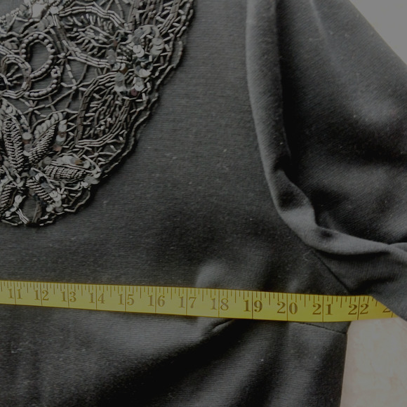 Dress Shift 20W Black Vintage Glam Mob Wife Evening Party Holiday Sequins Beads - Picture 3 of 12